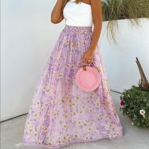 Z&L Europe lilac metallic  floral skirt